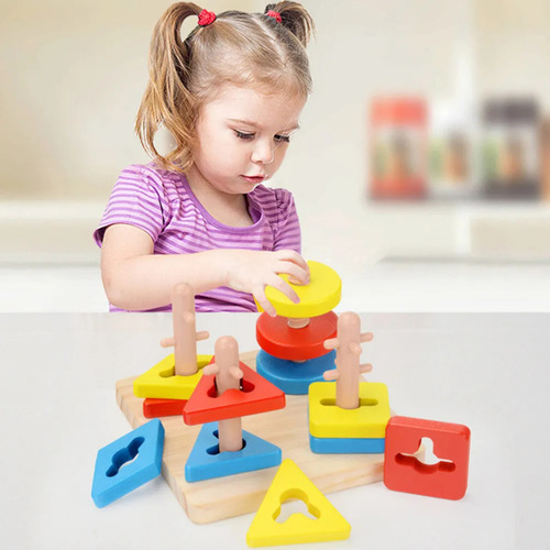 Juego De Encastre Didactrico Madera Desarollo Geometrico 3+ Madera