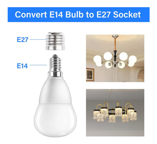 Adaptador De Enchufe Sinloon De 10 Piezas E27 A E14, E27 A E