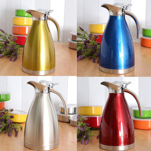 2x1.5l Acero Inoxidable Doble Pared Aislada Cafetera Plata