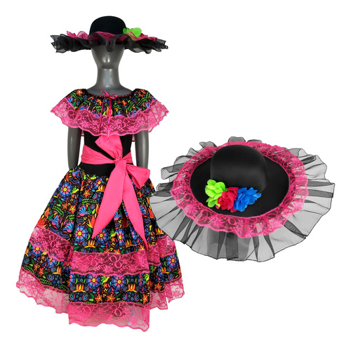 Disfraz De Catrina Para Niña Catrina Mexicana Halloween Día De Muertos Vestido Y Sombrero Talla 10 Y 12