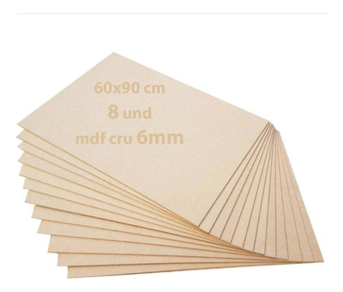 Kit Chapa Placa Mdf Cru 6mm 60x90 Cm Quadro Painel Parede Placa Lisa Mdf Cru 6mm 90x60cm