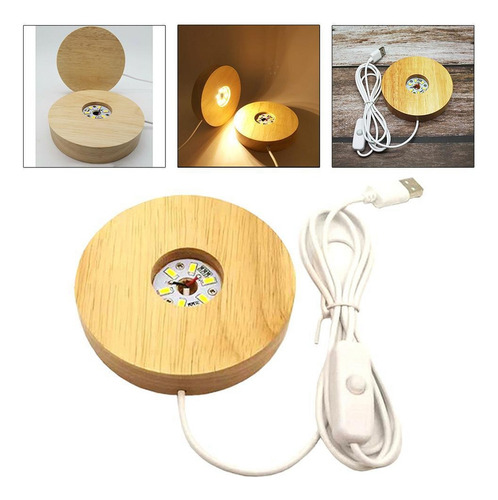 5x Luces Led Base De Exhibición De Madera Con Soporte De