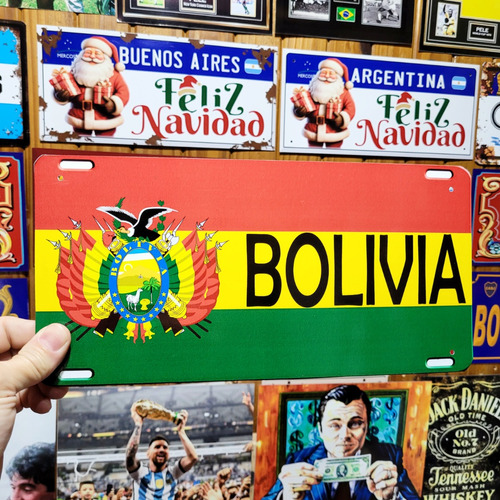 Cartel Chapa Bandera Bolivia Vintage Retro Apto Exterior