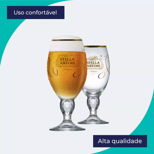 Taça Cerveja Stella Artois Dourada 330ml Edição Especial Cor Transparente