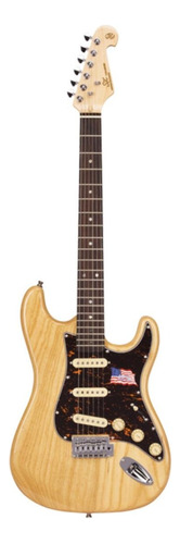 Guitarra elétrica SX Ash Series SST/ASH de  freixo natural brilhante com diapasão de pau-rosa