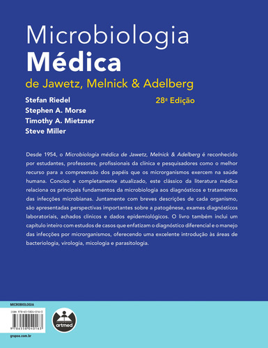 Microbiologia Médica de Jawetz, Melnick & Adelberg, de Riedel, Stefan. Editorial Amgh, capa mole em português, 2022