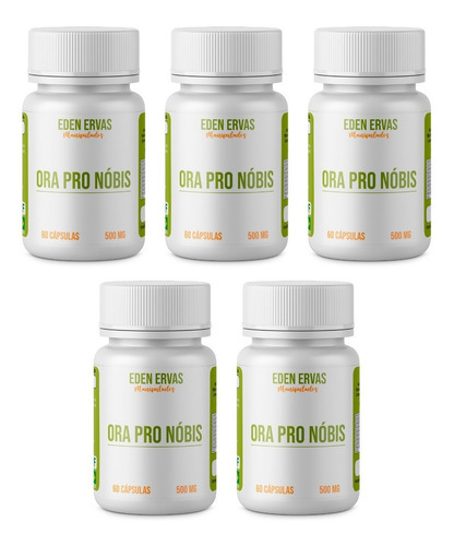 Ora Pro Nóbis Suplemento Em Cápsulas/500mg 5 Potes- O Melhor Sabor Neutro