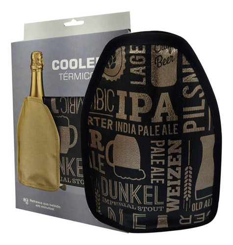 Cooler Térmico Bolsa Preta Com Frase Gel Vinho Espumante