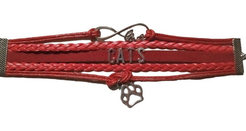 Brazalete Pulsera Roja Cats Love Infinito 