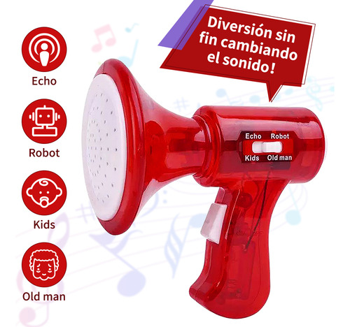 2 Pcs Juguete Altavoces Amplificador Mano Para Niños 4 Modos Morado-rojo