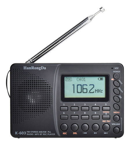 Set De Radio Portátil Pocket Hrd-603 Tf Am/fm/sw/bt/tf