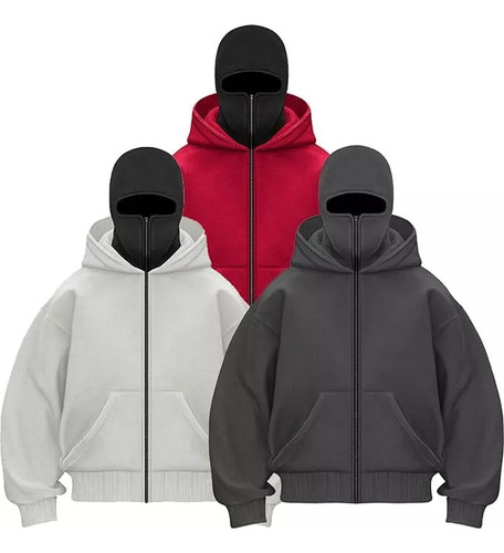 Sudadera Con Capucha Y Cremallera, Pasamontañas Con Capucha