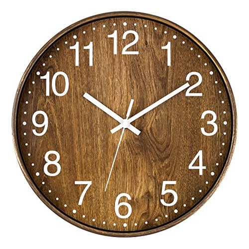 Wood Wall Clock, 12 Inch Silent Non-ticking Battery Ope...