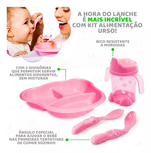 Set de talheres para bebé rosa claro, Alimentação