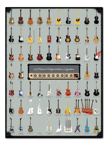 #787 - Cuadro Vintage Guitarras Rock Fender Música No Chapa