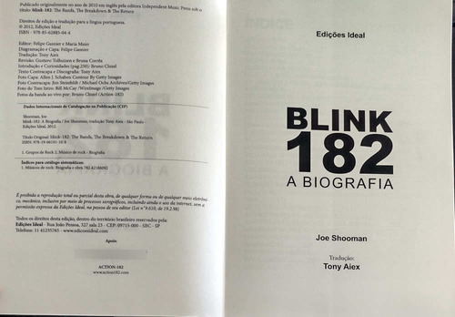 Livro Blink-182 A Biografia, Joe Shooman 2012