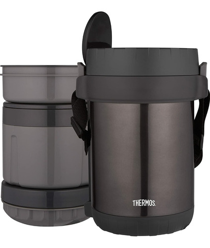 Termo De Comida Con Cuchara Aislado Al Vacío Acero Thermos