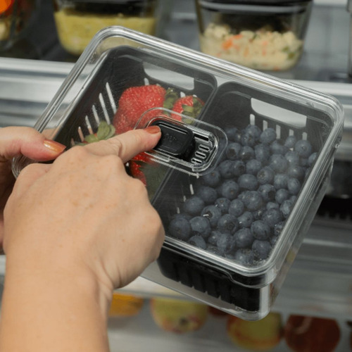 Organizador Com Cesto Duplo 2,2l Clear Fresh Ou - Preto