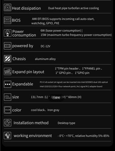 Hkuxzr Firewall Mini Pc, Intel N100 Quad Core 8xintel Ig Eth