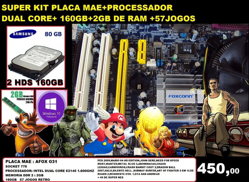 Cpu Dual Core Intel +57 Jogos Retro Instalado +frete Free