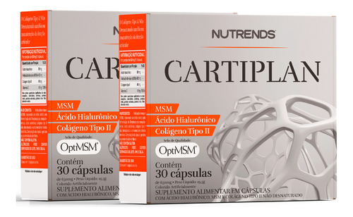 2x Cartiplan 30cps Msm + Ácido Hialurônico + Colágeno Tipo 2