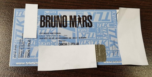 Imagen 3 de 3 de Entradas Bruno Mars En Lima Cancha 3