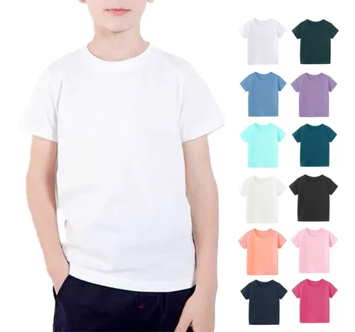 Polera Algod n Ni os Manga Corta Para Estampar