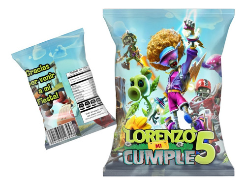 Chips Bags Plantas Vs Zombies X40 Bolsa Golosinera Cumpleaño