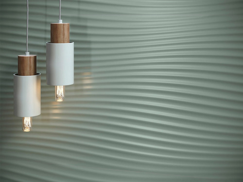 Ceramica Para Pared De 60x120 Vert Decorado Ondas Mate Recti