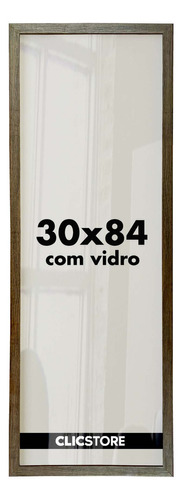  Moldura Quebra Cabeça 30x84 Quadro Vidro Parede Corredor Cor Tabaco Liso 