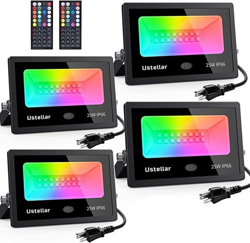 Ustellar: Paquete De 4 Reflectores Led Rgb De 25 Wat