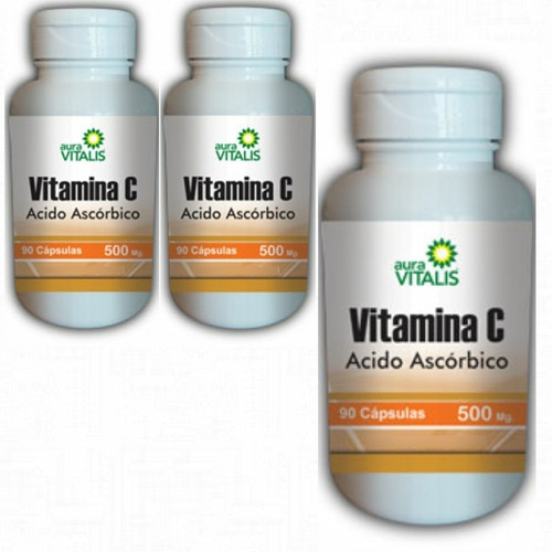 Vitamina C 3 Frascos 90 Capsulas C/u A.v