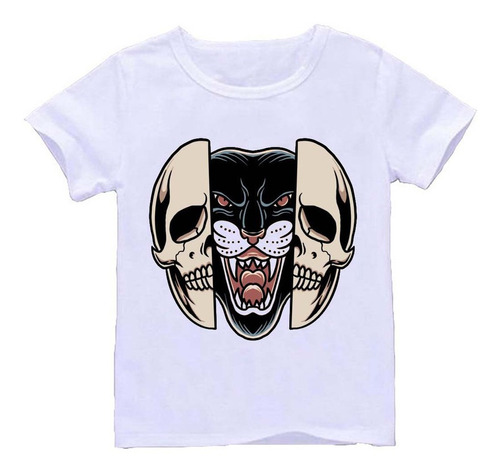 Remera Blanca Niños Calavera R270