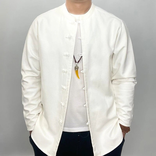 Camisa De Kung-fu Para Hombre, Camisa De Forro Polar Liso Pa
