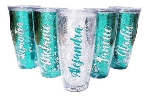 Mayoreo 15 Vasos Glitter Personalizados Con Nombre