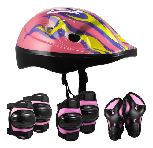 Casco + Set Protección Rodilleras Coderas Muñequeras - Otec