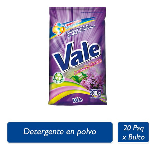 Detergente En Polvo Vale Lavanda Bulto De 20 Und 900gr C/u