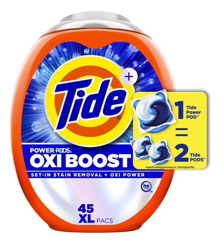 Cápsulas De Detergente Para Roupa Tide Oxi Boost Power 45 Un