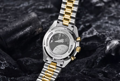 Reloj Pagani Design Pd-1701 V4 Cronógrafo Sumergible Caja Plateado Y Dorado Negro Blanco