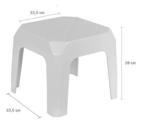 Banqueta Plástica Reforçada Branca 33,5x33,5x28cm Bf4 Astra