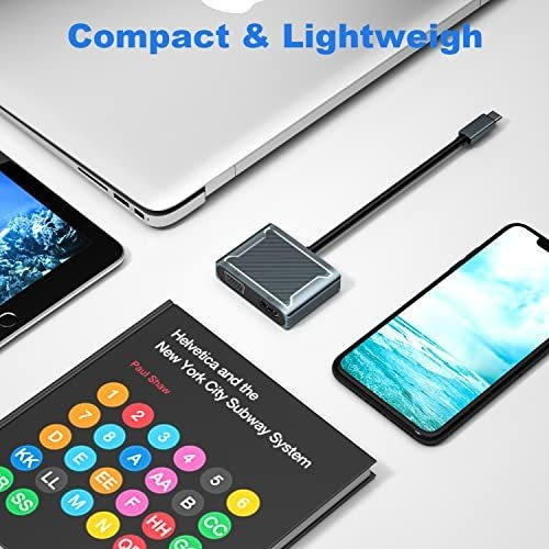 Adaptador Usb C A Vga Y Hdmi, Adaptador Usb C 2 En 1 Hub Thu