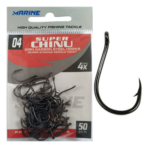 Anzol Marine Sports Super Chinu Strong 04 Preto C/ 50 Un