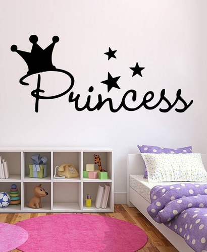 Vinil Decorativo Para Pared Frases Letras Princess Vinilo Color Negro