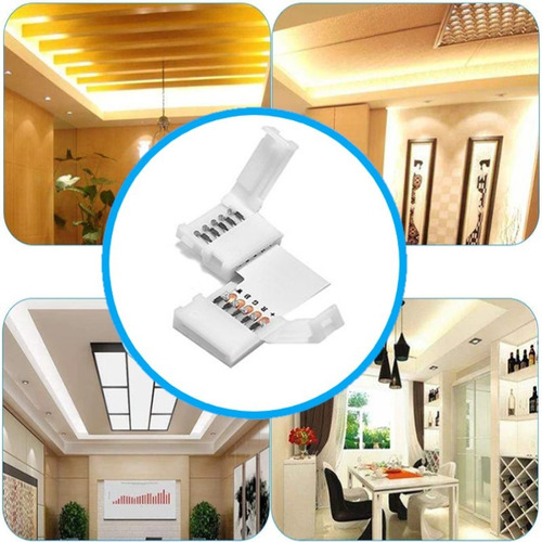 Imagen 5 de 10 de Conector L Esquina Tiras Led 5050 Rgb Hebilla Sin Soldar 90°