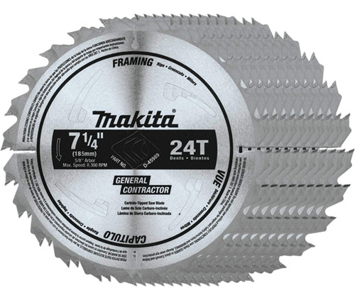 Hoja De Sierra Circular Makita D-45989-10 7-1/4puLG 24t, Par