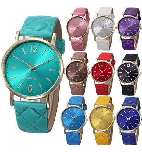 Yunanwa 10 Pack Mujeres Hombres Relojes De Platino Unisex Ro