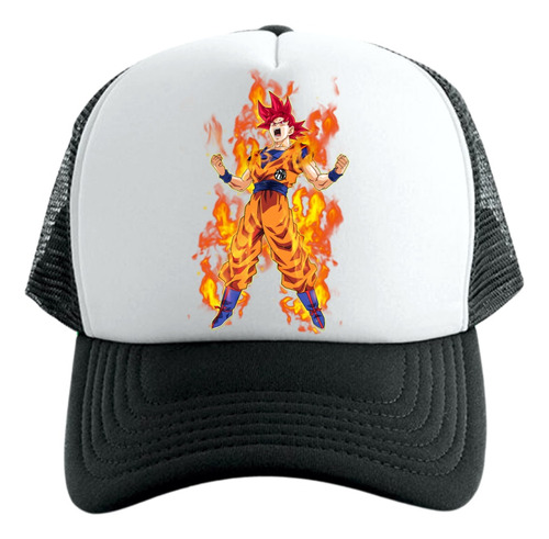 Gorra Tipo Trucker Negra Dragon Ball Fase Dios