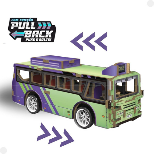 Quebra Cabeça De Madeira 3d Mini Veículo Ônibus - Dm Toys