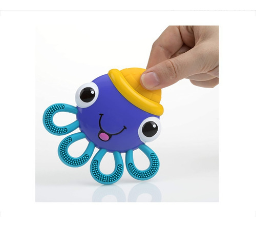 La goma de mascar Nuby Vibe-eez de más de 3 m de tamaño con forma de pulpo vibra suavemente en azul