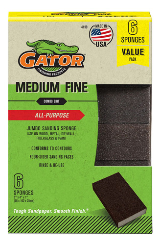 Gator - Esponja De Lijado Multisuperficie, 3 X 4 X 1 Pulgada